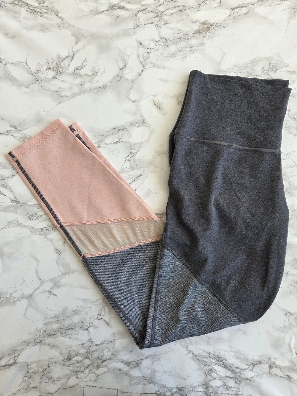 2 Aerie Leggings Womens Gray Peach ,Blue Workout Pants Skinny Stretch Mesh Large - Picture 2 of 11